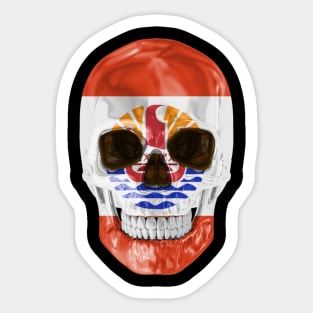 French Polynesia Flag Skull - Gift for French Polynesian With Roots From French Polynesia Sticker